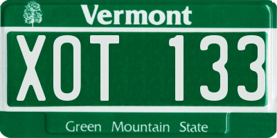 VT license plate XOT133
