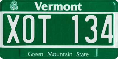 VT license plate XOT134