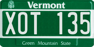 VT license plate XOT135
