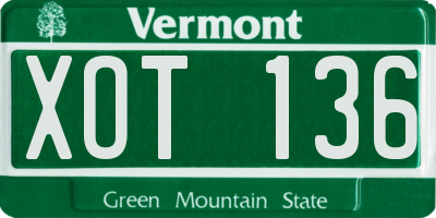 VT license plate XOT136