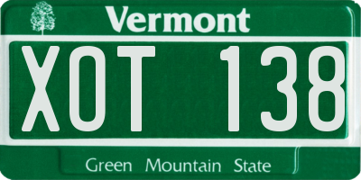VT license plate XOT138