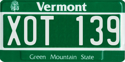 VT license plate XOT139