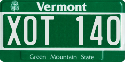 VT license plate XOT140