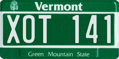VT license plate XOT141