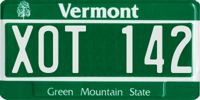 VT license plate XOT142