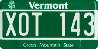 VT license plate XOT143