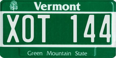 VT license plate XOT144