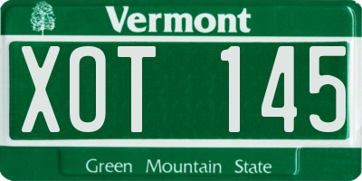 VT license plate XOT145