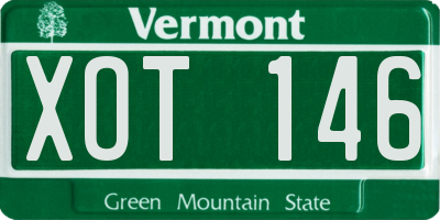 VT license plate XOT146