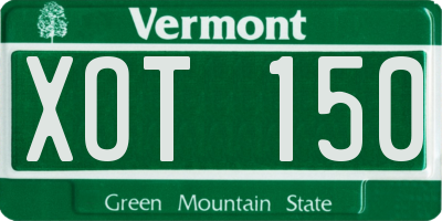VT license plate XOT150