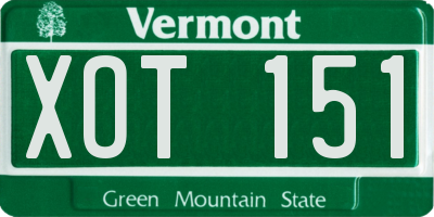 VT license plate XOT151