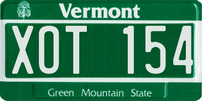 VT license plate XOT154
