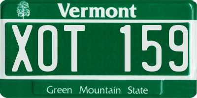 VT license plate XOT159
