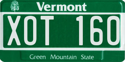VT license plate XOT160