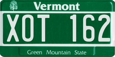 VT license plate XOT162
