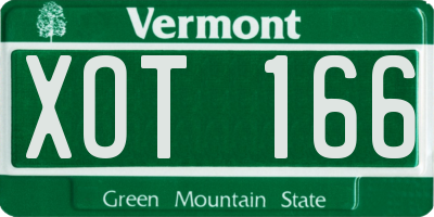 VT license plate XOT166
