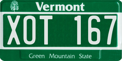 VT license plate XOT167