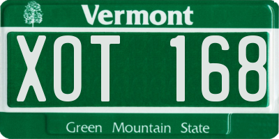 VT license plate XOT168