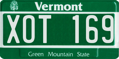 VT license plate XOT169