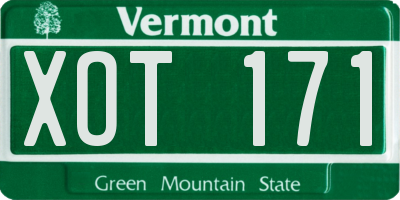 VT license plate XOT171