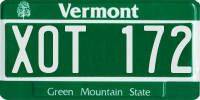 VT license plate XOT172