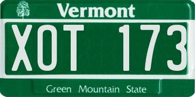 VT license plate XOT173