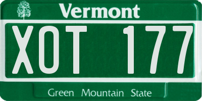 VT license plate XOT177