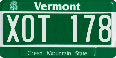 VT license plate XOT178
