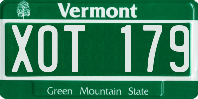 VT license plate XOT179