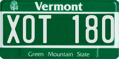 VT license plate XOT180