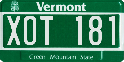 VT license plate XOT181