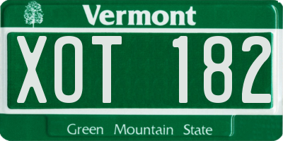 VT license plate XOT182