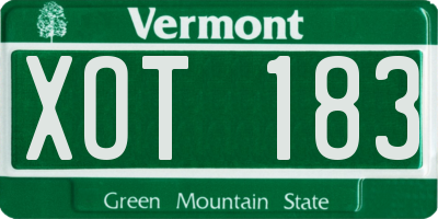 VT license plate XOT183