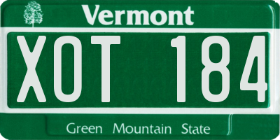VT license plate XOT184