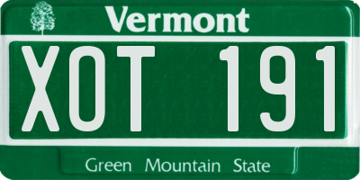VT license plate XOT191