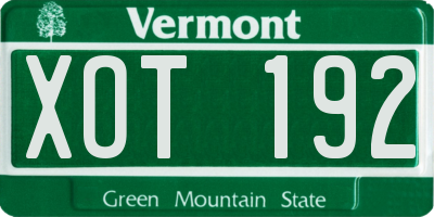VT license plate XOT192