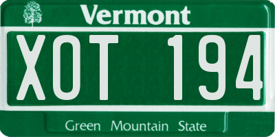 VT license plate XOT194