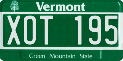 VT license plate XOT195