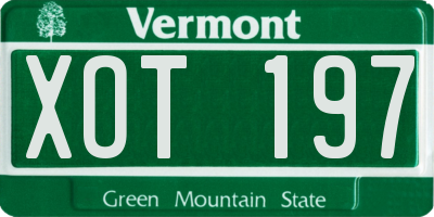 VT license plate XOT197