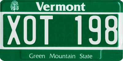 VT license plate XOT198