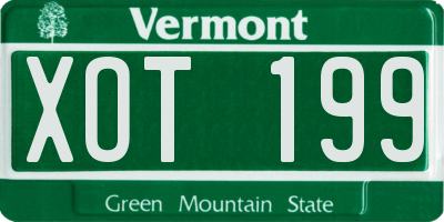 VT license plate XOT199