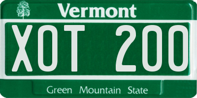 VT license plate XOT200