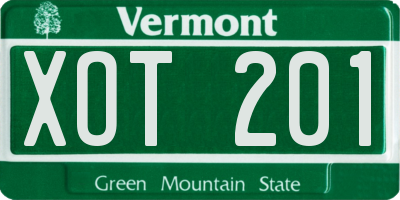 VT license plate XOT201
