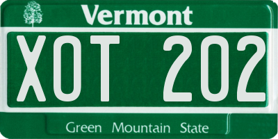 VT license plate XOT202