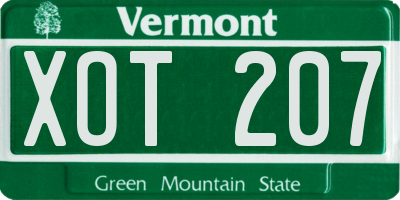 VT license plate XOT207