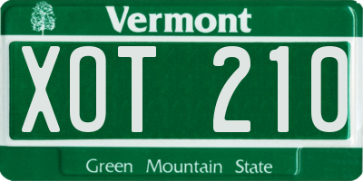 VT license plate XOT210