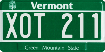 VT license plate XOT211