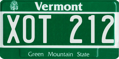 VT license plate XOT212