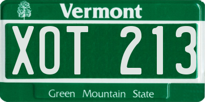 VT license plate XOT213