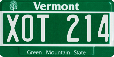VT license plate XOT214